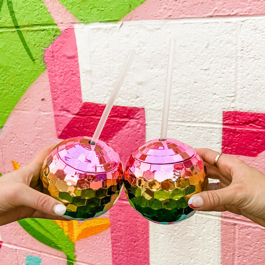 Disco Ball Bachelorette Party Cups Tumblers - Rainbow, Silver, Rose Gold Pink - Bridesmaids Gifts