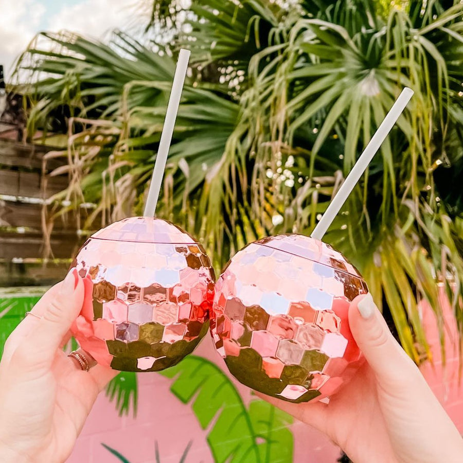 Hot Pink Disco Ball Drink Tumbler