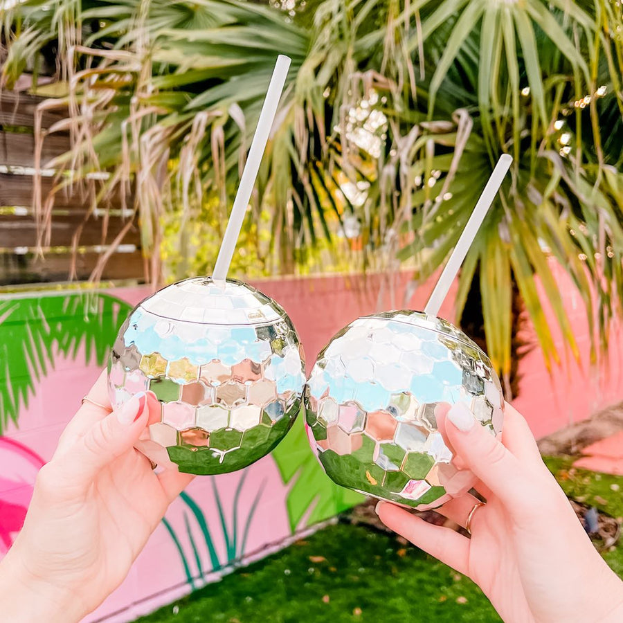 Disco Ball Bachelorette Party Cups Tumblers - Rainbow, Silver, Rose Gold Pink