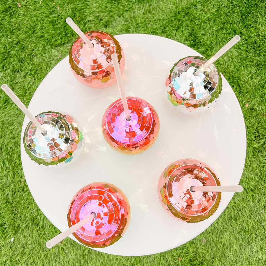 Disco Ball Bachelorette Party Cups Tumblers - Rainbow, Silver, Rose Gold Pink - Bridesmaids Gifts