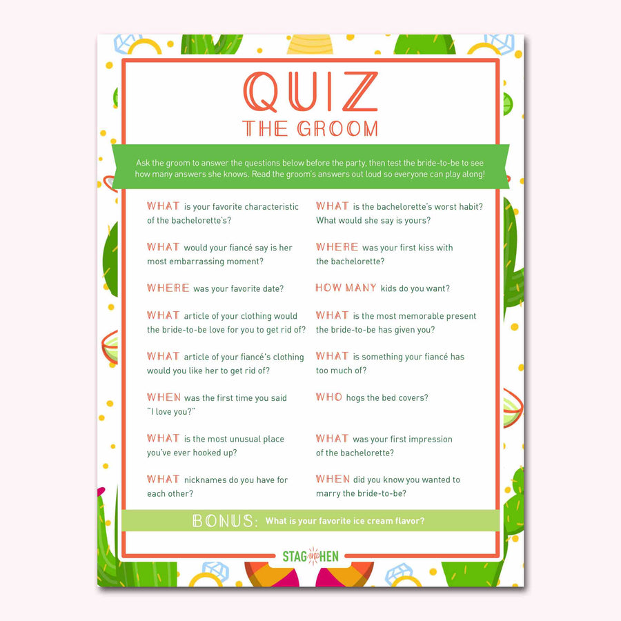Final Fiesta Bachelorette Party Games | Digital Download | Printable PDF Party Activity