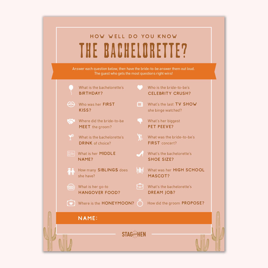Printable Bachelorette Party Games | Final Fiesta, Mexican, Southwestern, Desert| Scavenger Hunt, Groom Quiz, Bachelorette Quiz | Digital Download, PDF