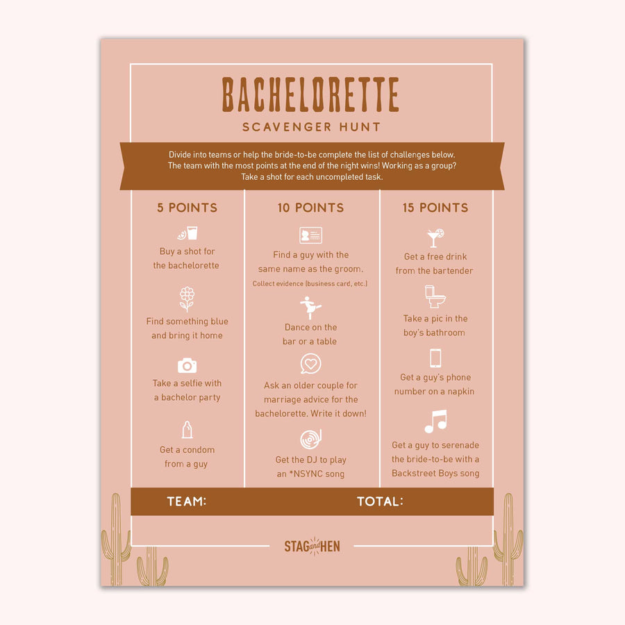 Printable Bachelorette Party Games | Final Fiesta, Mexican, Southwestern, Desert| Scavenger Hunt, Groom Quiz, Bachelorette Quiz | Digital Download, PDF