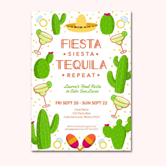 Fiesta Bachelorette Party Invitation | Digital Download | Printable PDF Party Invitation Template