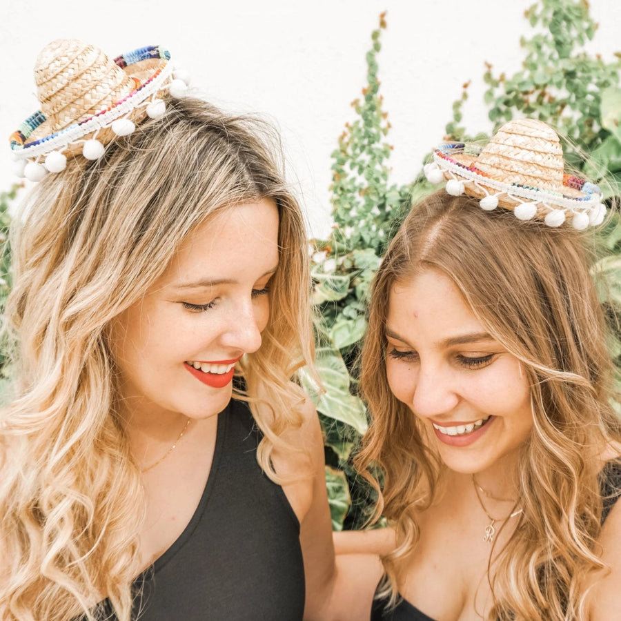 Mini Sombrero Veil with Pom Poms