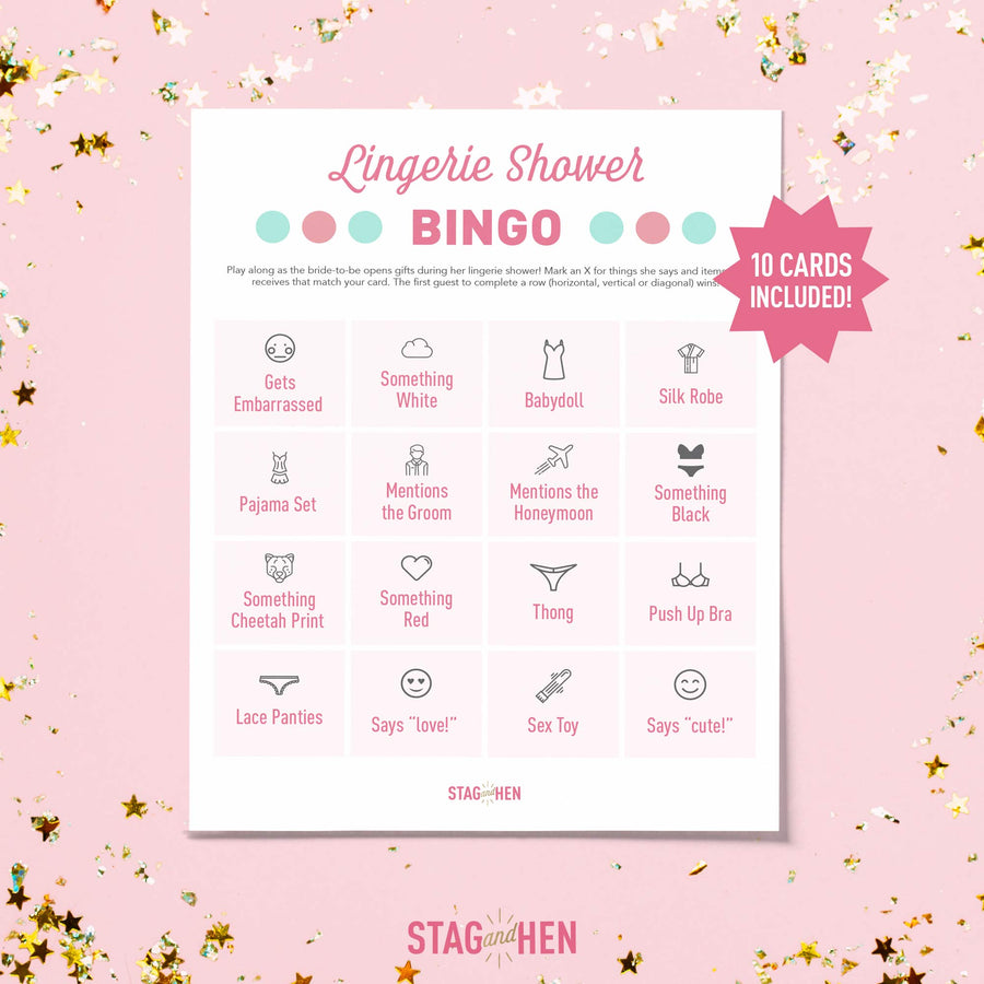 Free Bachelorette Party Games - Lingerie Shower Bingo - Printable PDF - Digital Download