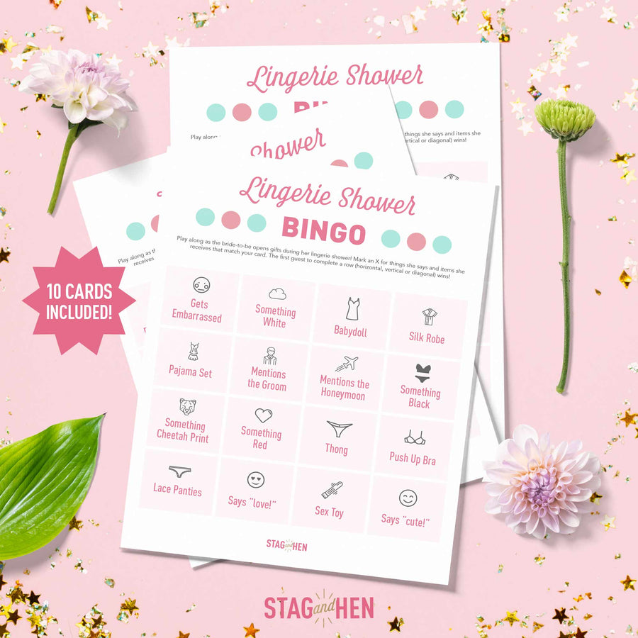 Free Bachelorette Party Games - Lingerie Shower Bingo - Printable PDF - Digital Download