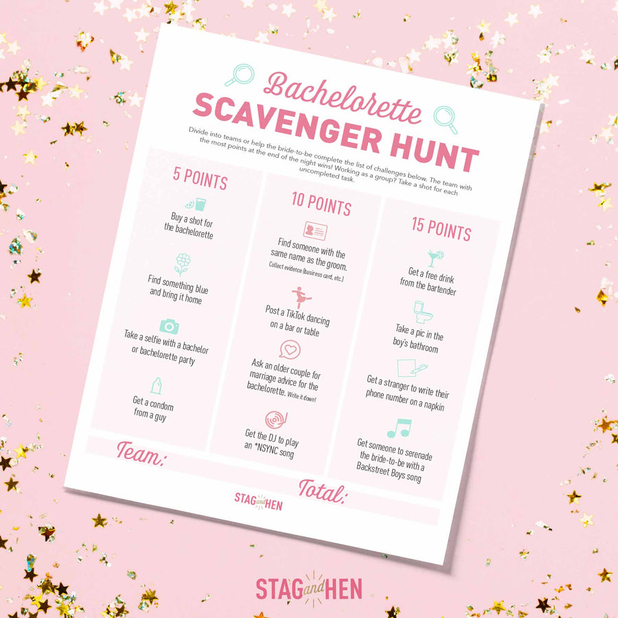 Free Bachelorette Party Games - Bachelorette Scavenger Hunt - Digital Download - Printable PDF