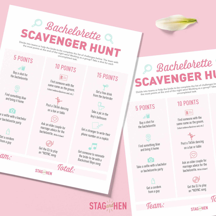 Free Bachelorette Party Games - Bachelorette Scavenger Hunt - Digital Download - Printable PDF