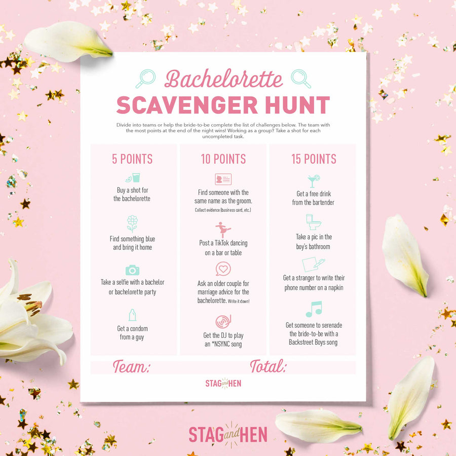 Bachelorette Scavenger Hunt Free Digital Download Stag & Hen
