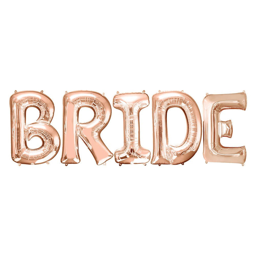 Bachelorette Party Decorations | Jumbo Rose Gold BRIDE Balloon Banner | 32" Mylar Foil
