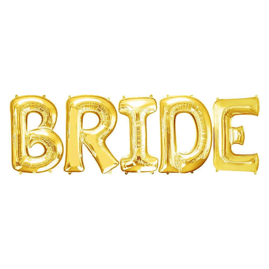 Bachelorette Party Decorations | Jumbo Gold BRIDE Balloon Banner | 32" Mylar Foil