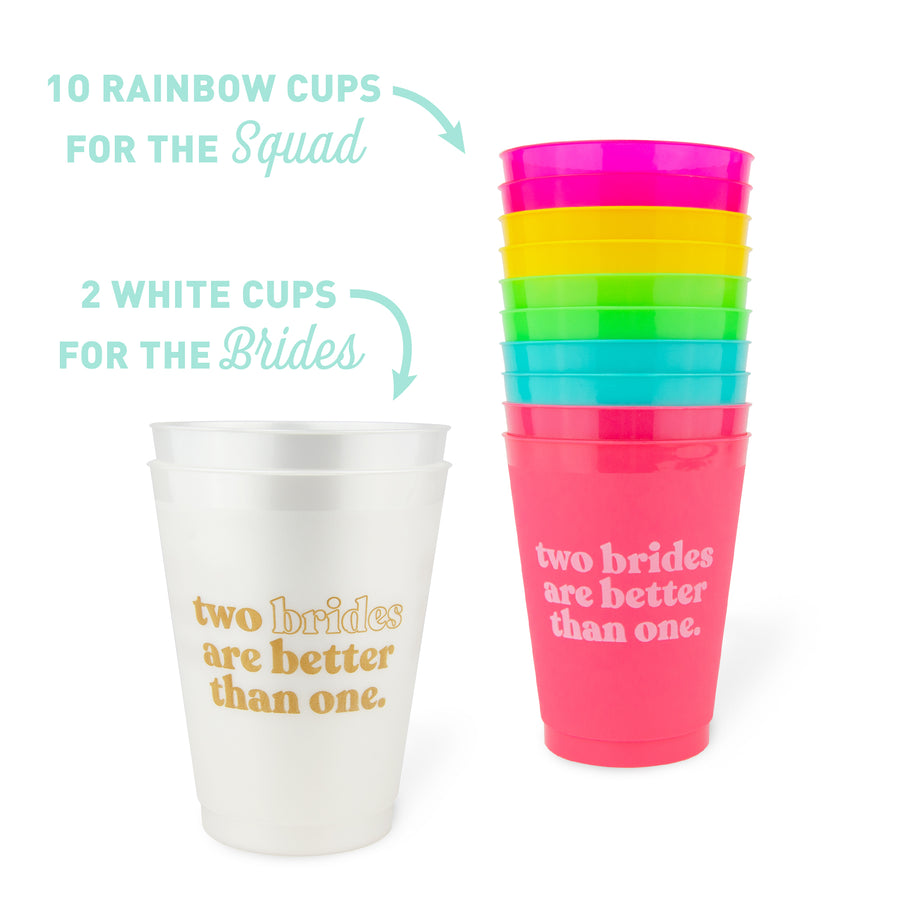 Two Brides Are Better Than One Bachelorette Party Cups | Lesbian LGBTQ Bridesmaids Gifts Favors Accessories Decorations