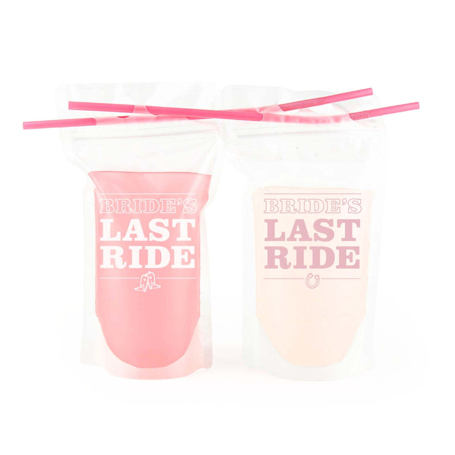 Bride's Last Ride Bachelorette Party Drink Pouches | Country Western Bachelorette Party Drinkware, Cups, Booze Bags