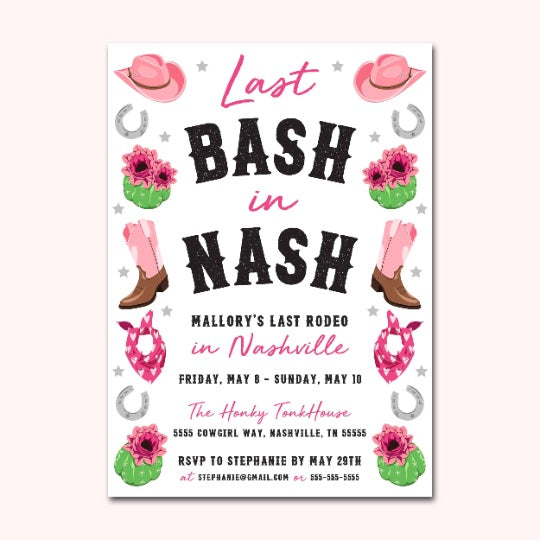 Nashville Bachelorette Party Invitation | Digital Download | Printable PDF Party Invitation Template
