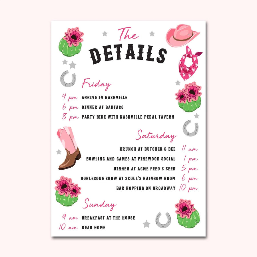 Nashville Bachelorette Party Invitation | Digital Download | Printable PDF Party Invitation Template