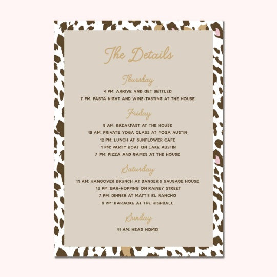 Last Rumble In The Jungle Animal Print Bachelorette Party Invitation