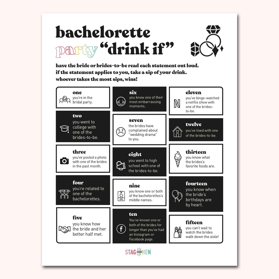 Lesbian Bachelorette Party Games | Digital Download | Printable PDF Party Activity