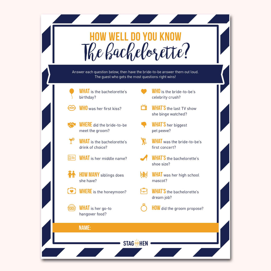 Nautical Bachelorette Party Games | Digital Download | Printable PDF Party Activity