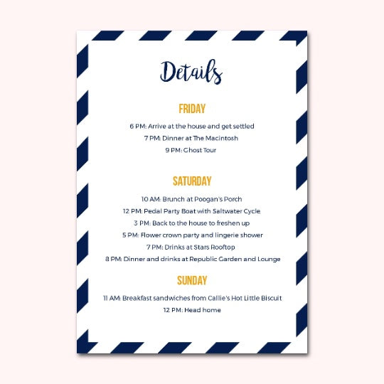 Nautical Bachelorette Party Invitation | Digital Download | Printable PDF Party Invitation Template