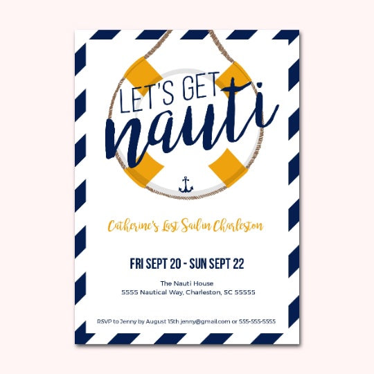 Nautical Bachelorette Party Invitation | Digital Download | Printable PDF Party Invitation Template