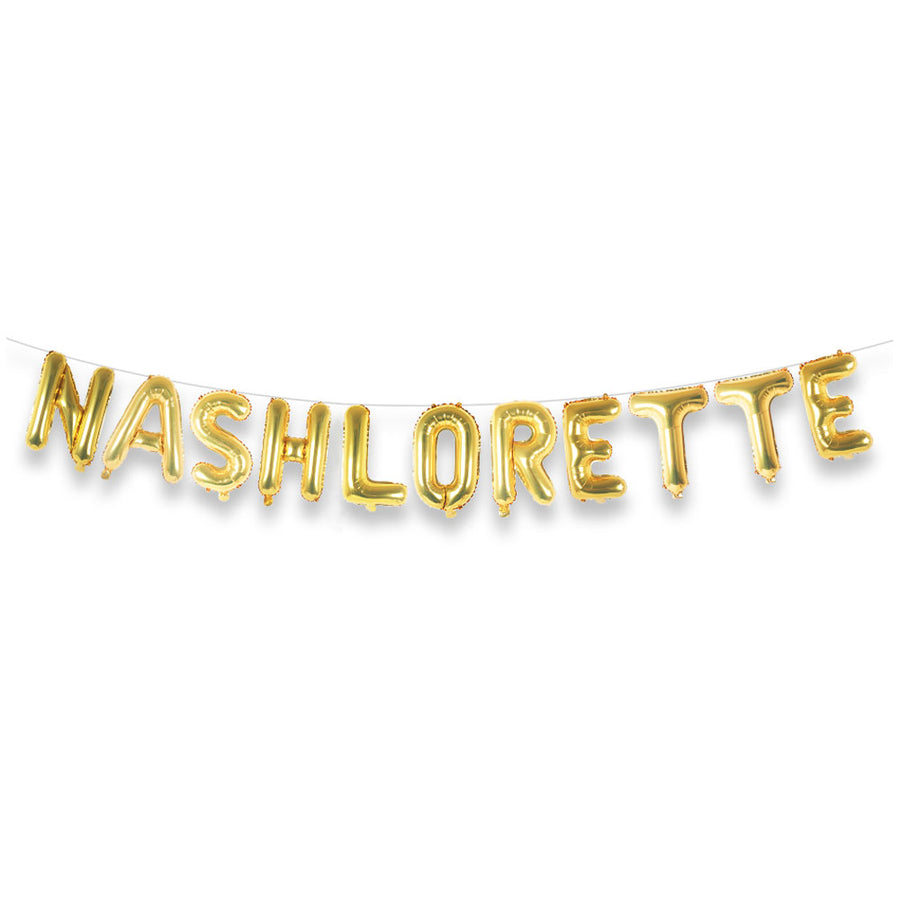 Nashville Bachelorette Party Decorations | Nashlorette Balloon Banner | 16" Mylar Gold Foil