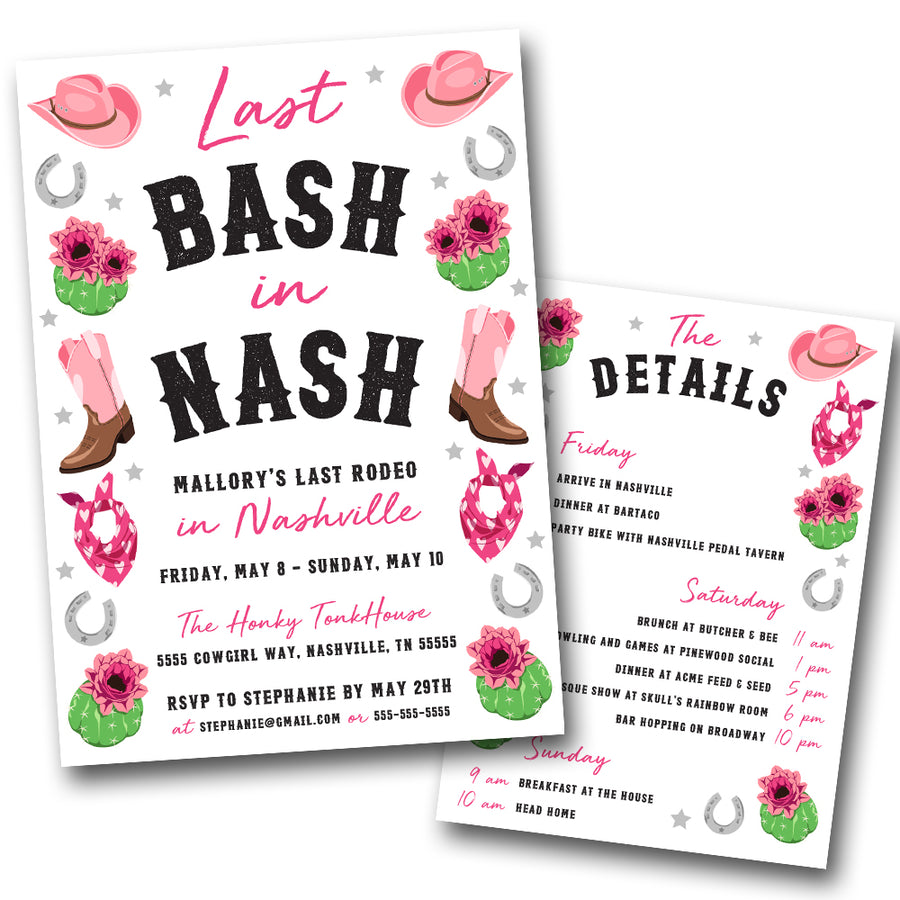 Nashville Bachelorette Party Invitation | Digital Download | Printable PDF Party Invitation Template