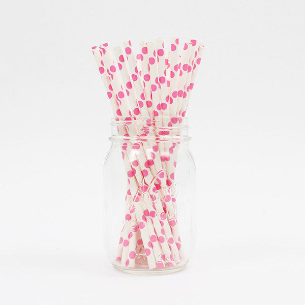 Pink Polka Dot Party Straws - Stag & Hen