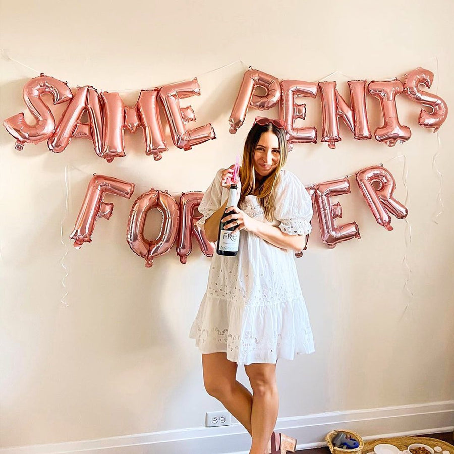 Bachelorette Party Decorations | Same Penis Forever Balloon Banner | 16" Mylar Rose Gold Foil