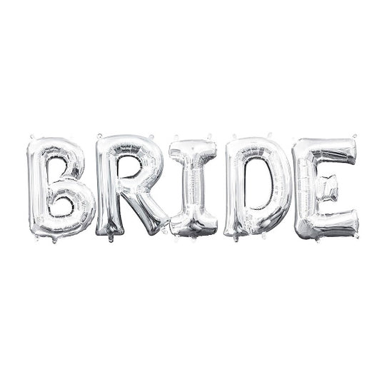 Bachelorette Party Decorations | Jumbo Silver BRIDE Balloon Banner | 32" Mylar Foil
