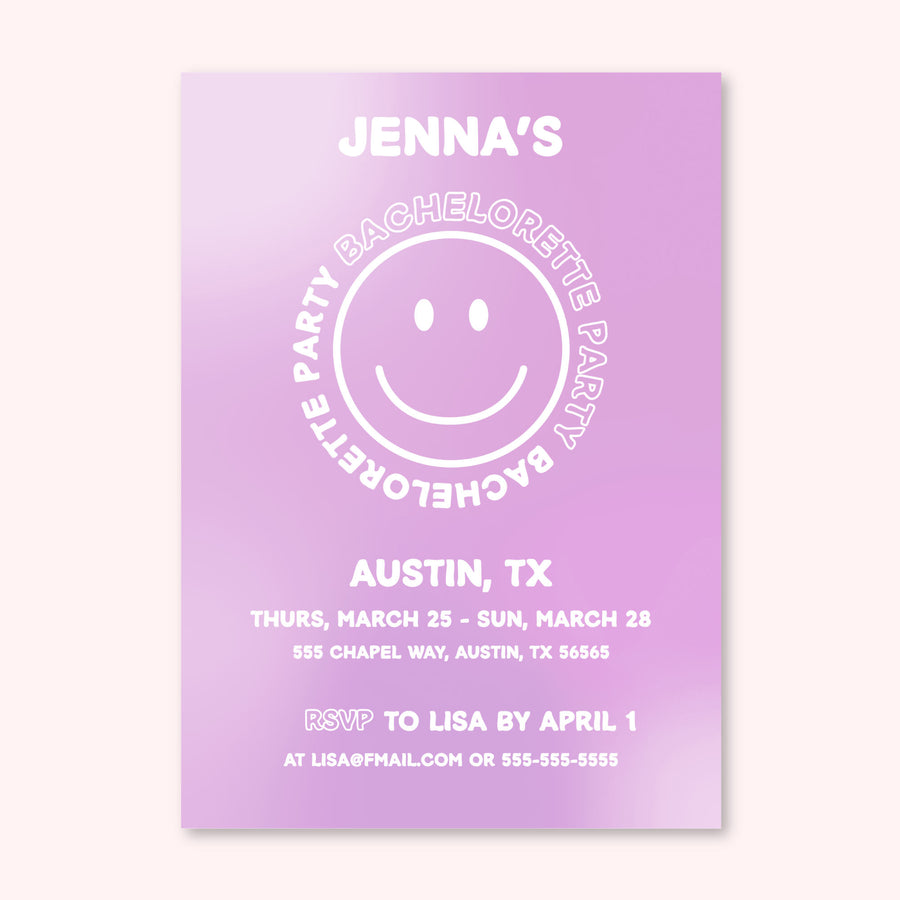 Smile! You're Getting Married Nineties Pastel Tie Dye Party Invitation | Barbie Themed Bachelorette Party Invitation | Digital Download, Printable PDF, Customizable