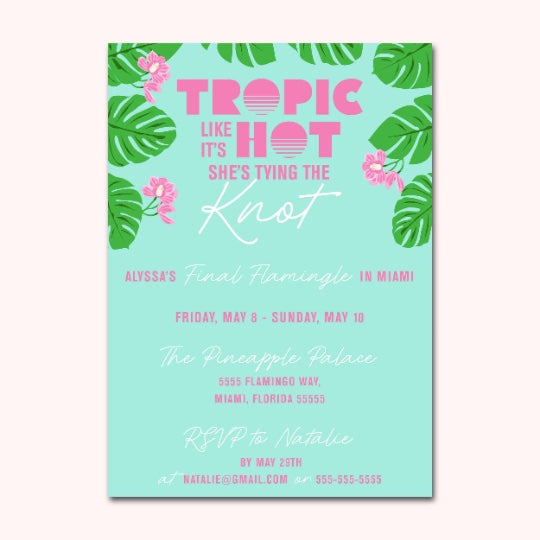 Tropical Beach Bachelorette Party Invitation | Digital Download | Printable PDF Party Invitation Template