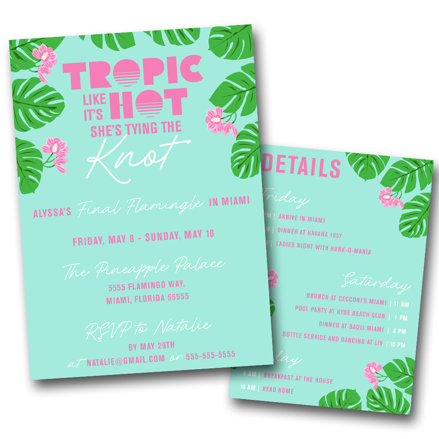 Tropical Beach Bachelorette Party Invitation | Digital Download | Printable PDF Party Invitation Template