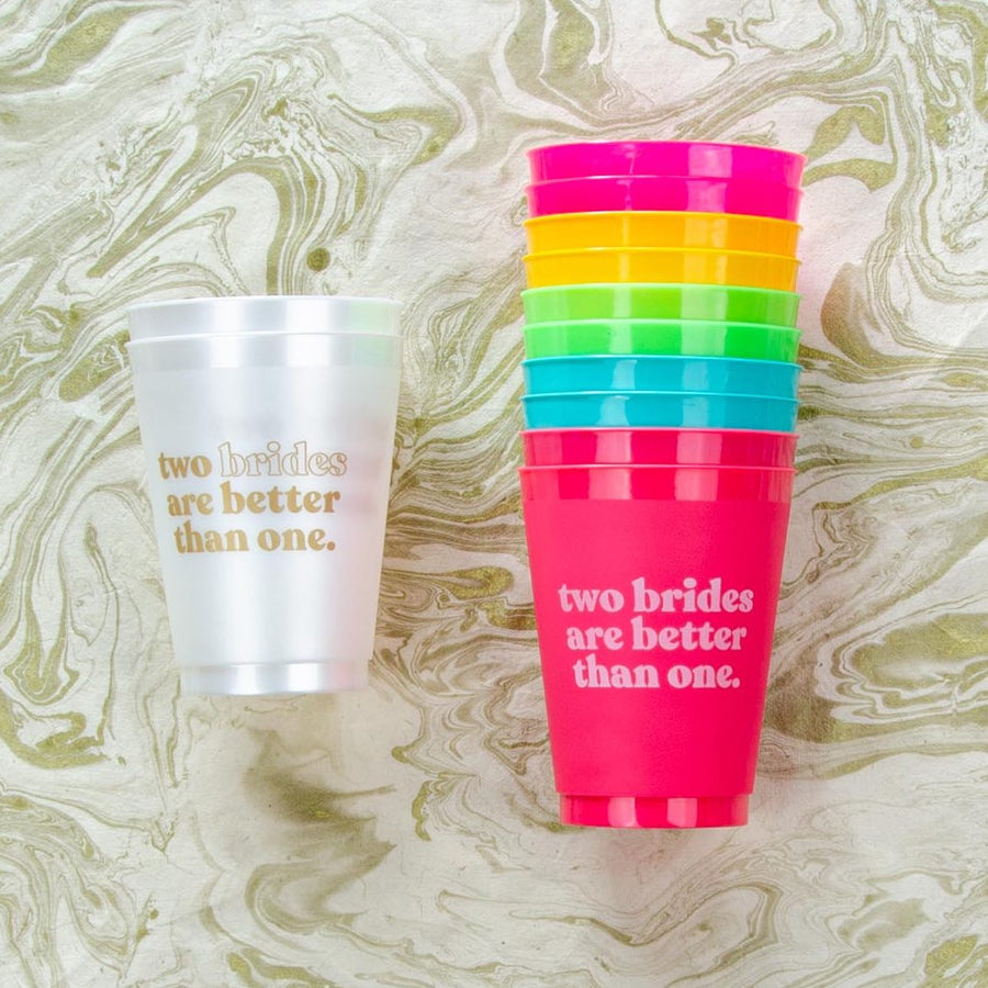 Two Brides Are Better Than One Bachelorette Party Cups | Lesbian LGBTQ Bridesmaids Gifts Favors Accessories Decorations
