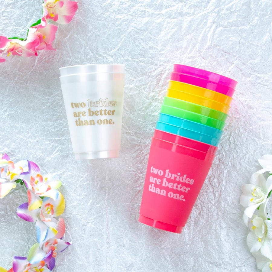 Two Brides Are Better Than One Bachelorette Party Cups | Lesbian LGBTQ Bridesmaids Gifts Favors Accessories Decorations