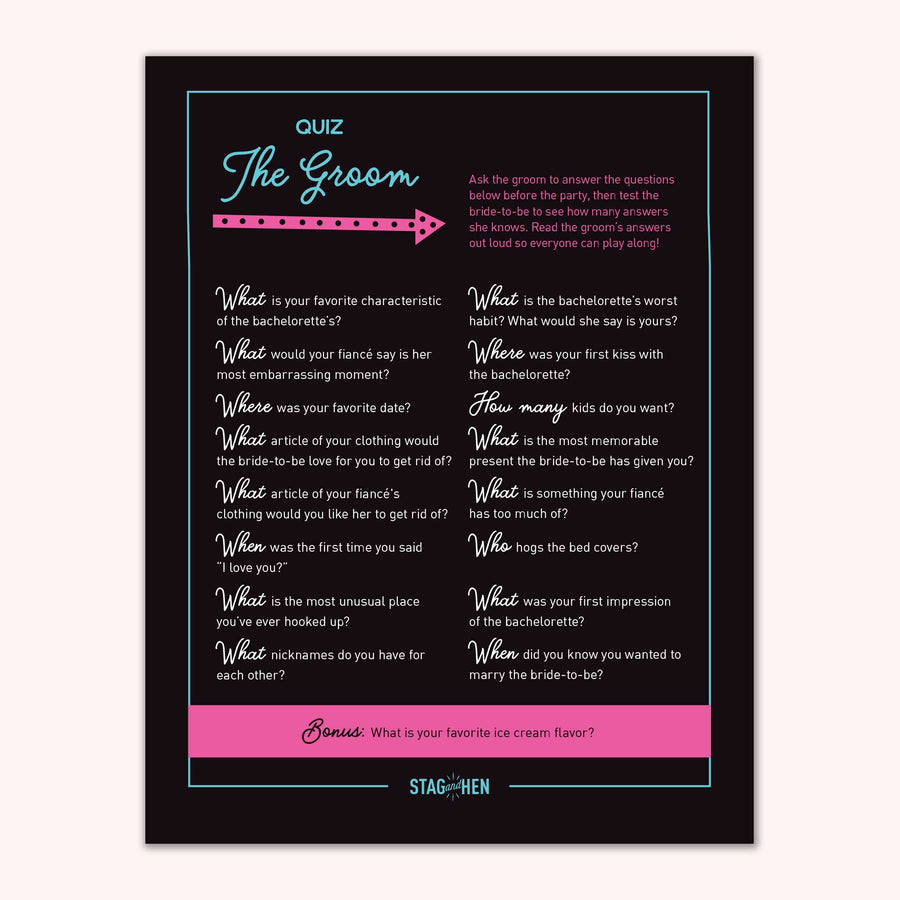 Printable Bachelorette Party Games | Vegas Now Vows Later, Las Vegas, Sin City | Scavenger Hunt, Groom Quiz, Bachelorette Quiz | Digital Download, PDF