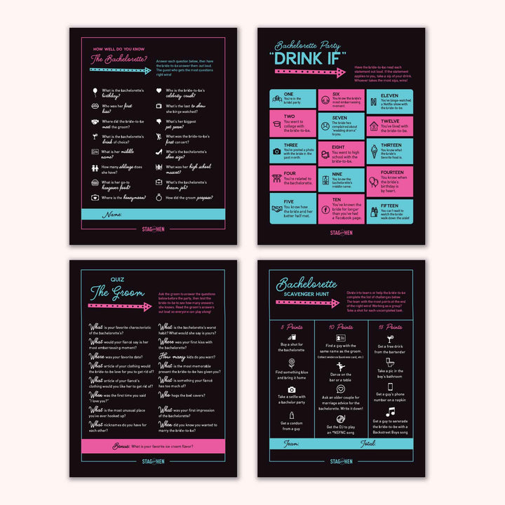 Printable Bachelorette Party Games | Vegas Now Vows Later, Las Vegas, Sin City | Scavenger Hunt, Groom Quiz, Bachelorette Quiz | Digital Download, PDF