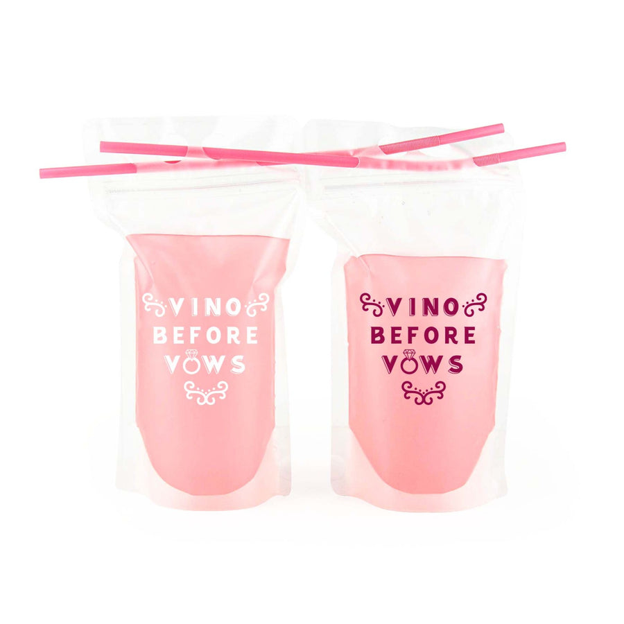 Vino Now Vows Later Drink Pouches | Winery, Vineyard, Napa Bachelorette Party Drinkware, Cups, Booze Bags