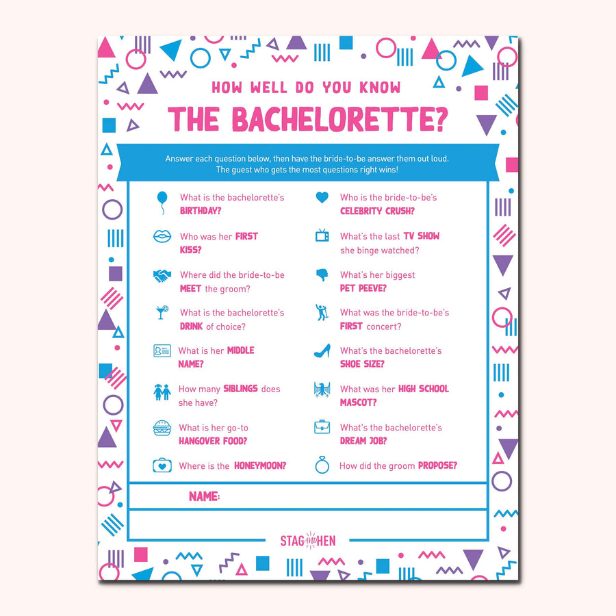 1990s Wife Of The Party Bachelorette Party Games