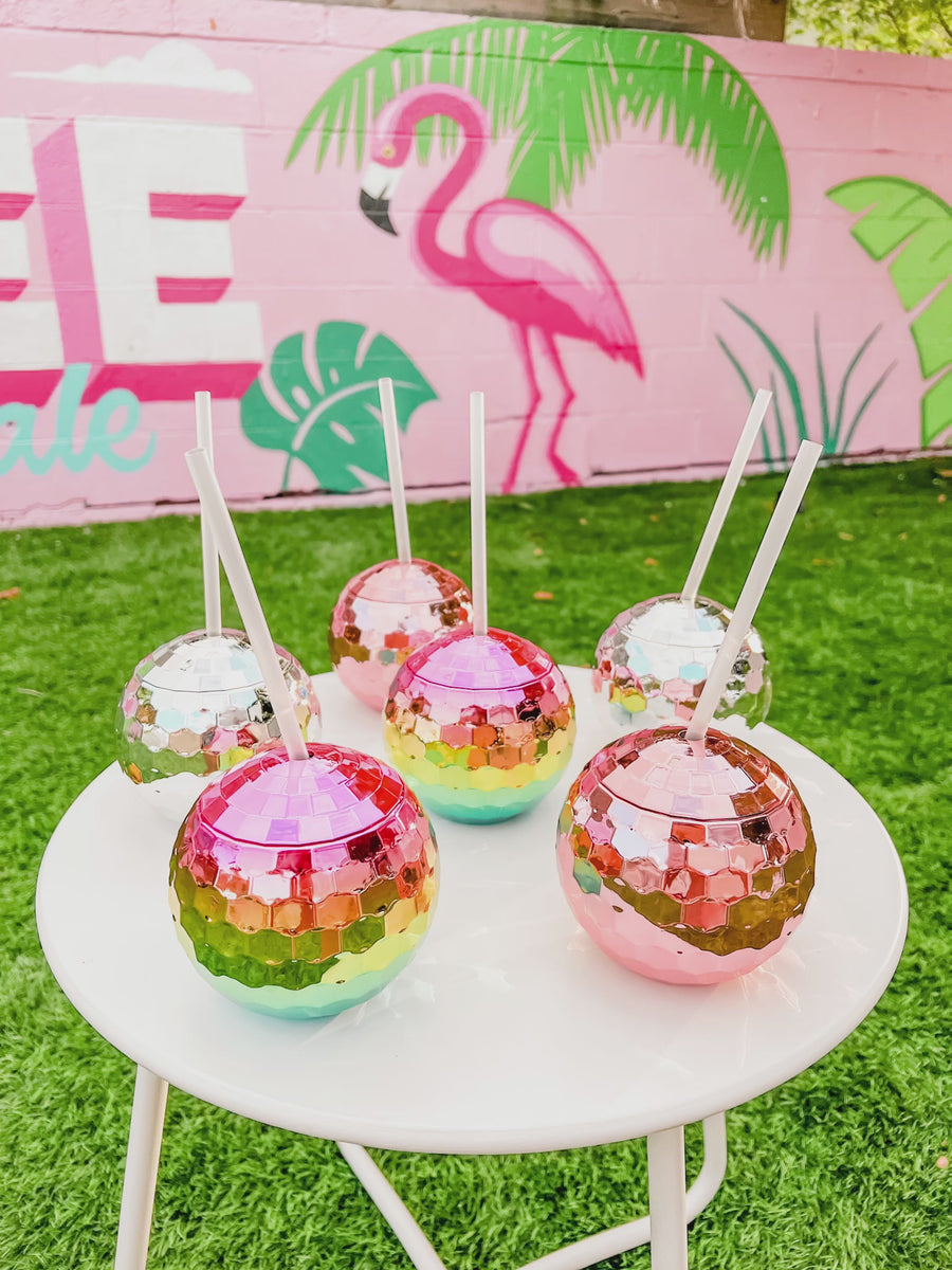 Disco Ball Bachelorette Party Cups Tumblers - Rainbow, Silver, Rose Gold Pink - Bridesmaids Gifts