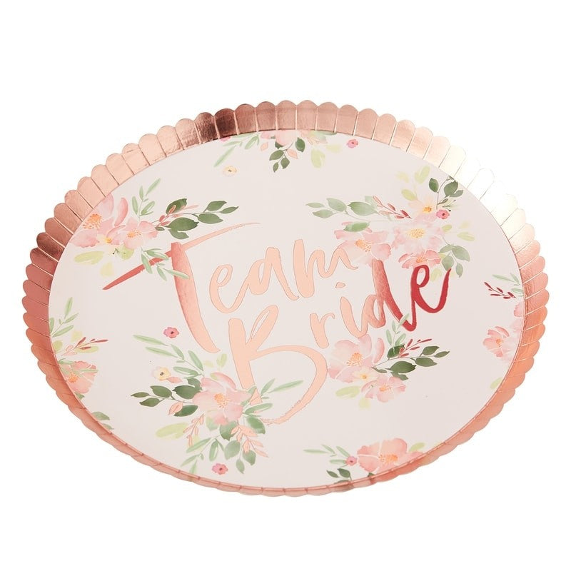 Bachelorette Party Supplies - Floral Team Bride Dinner Plates