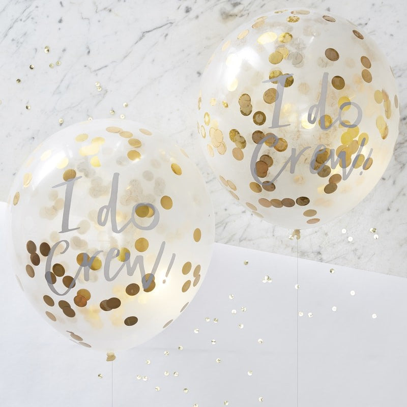 I Do Crew Gold Confetti Balloons - Stag & Hen